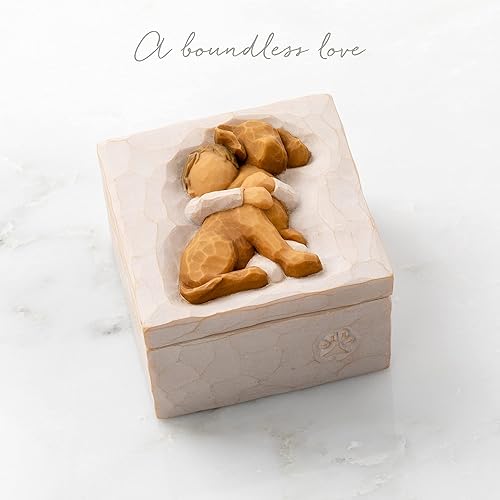 Miniatura 4 de Willow Tree Abrazo (perro dorado), caja de recuerdo esculpida pintada a mano