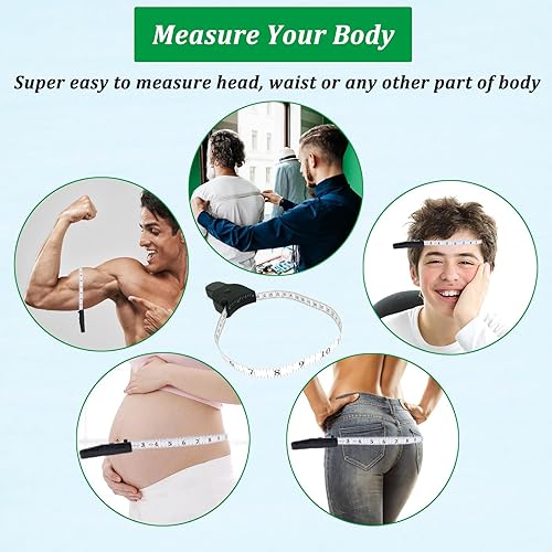 Miniatura 4 de Reglas de cinta métrica telescópica automática, paquete de 4 cintas métricas para el cuerpo de 60 pulgadas, cinta métrica de tela de costura negra