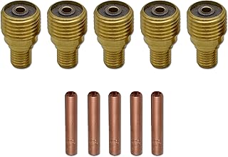 10PCS TIG Welding Gas Lens Collet Body 45V45 (1/8") Collet 13N24 for TIG Welding Torch WP 9, 20 and 25 (45V45 & 13N24 (1/8"))
