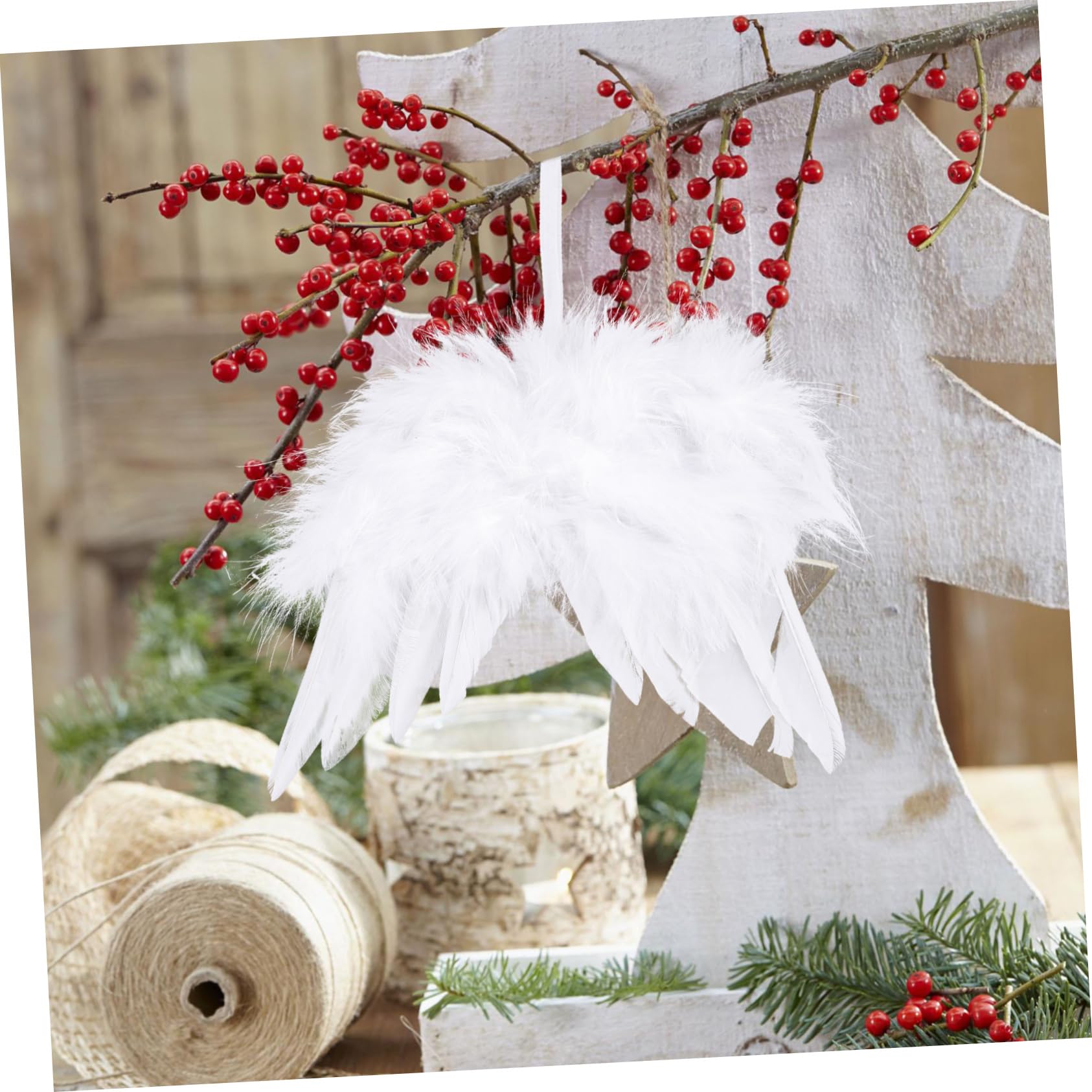 24 Piezas Charm de Alas de Plumas Angel Colgante Navideño Decoración de Alas de Ángel Suministros Navideños de Ángel