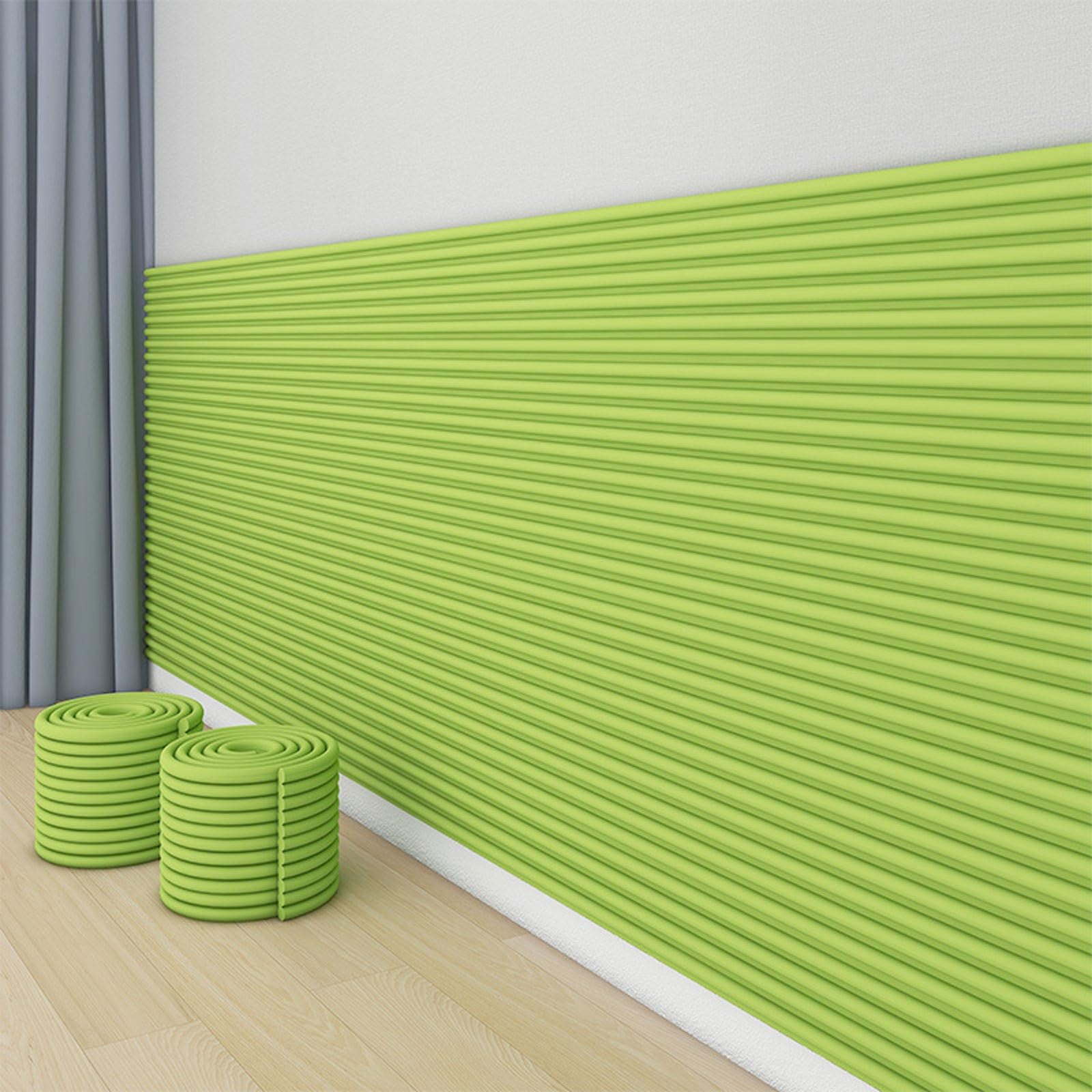 7.9" x 78.7" Padded Wall Panels for Kids, Upholstered Wall Panels Self-Adhesive, Anti-Collision Wall Padding Wall Cushion for Bedroom/Playroom/Headboard(Dark Green) - Dark green