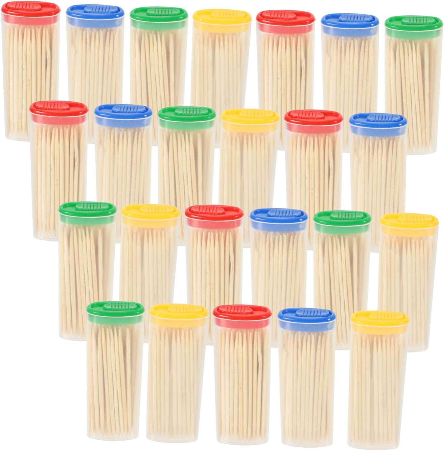 Portable Bamboo Toothpicks Set 24 Pieces Food-Grade Bamboo Double-Pointed for Parties Fruit Picks Travel and Home Use