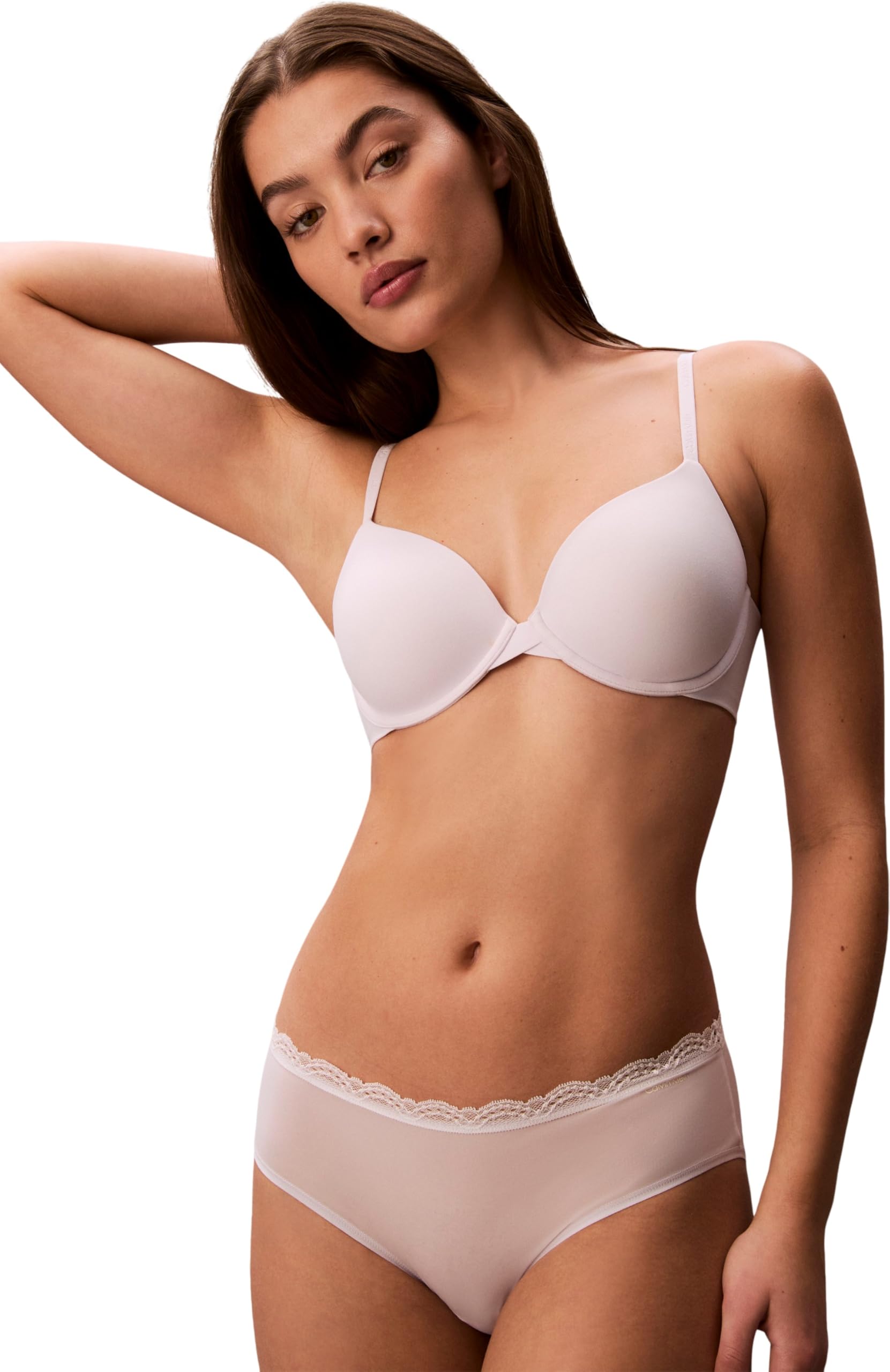 Calvin Klein Women's Lightly Lined Adjustable Plunge Bra, Pink (Frosty Lilac), 34C