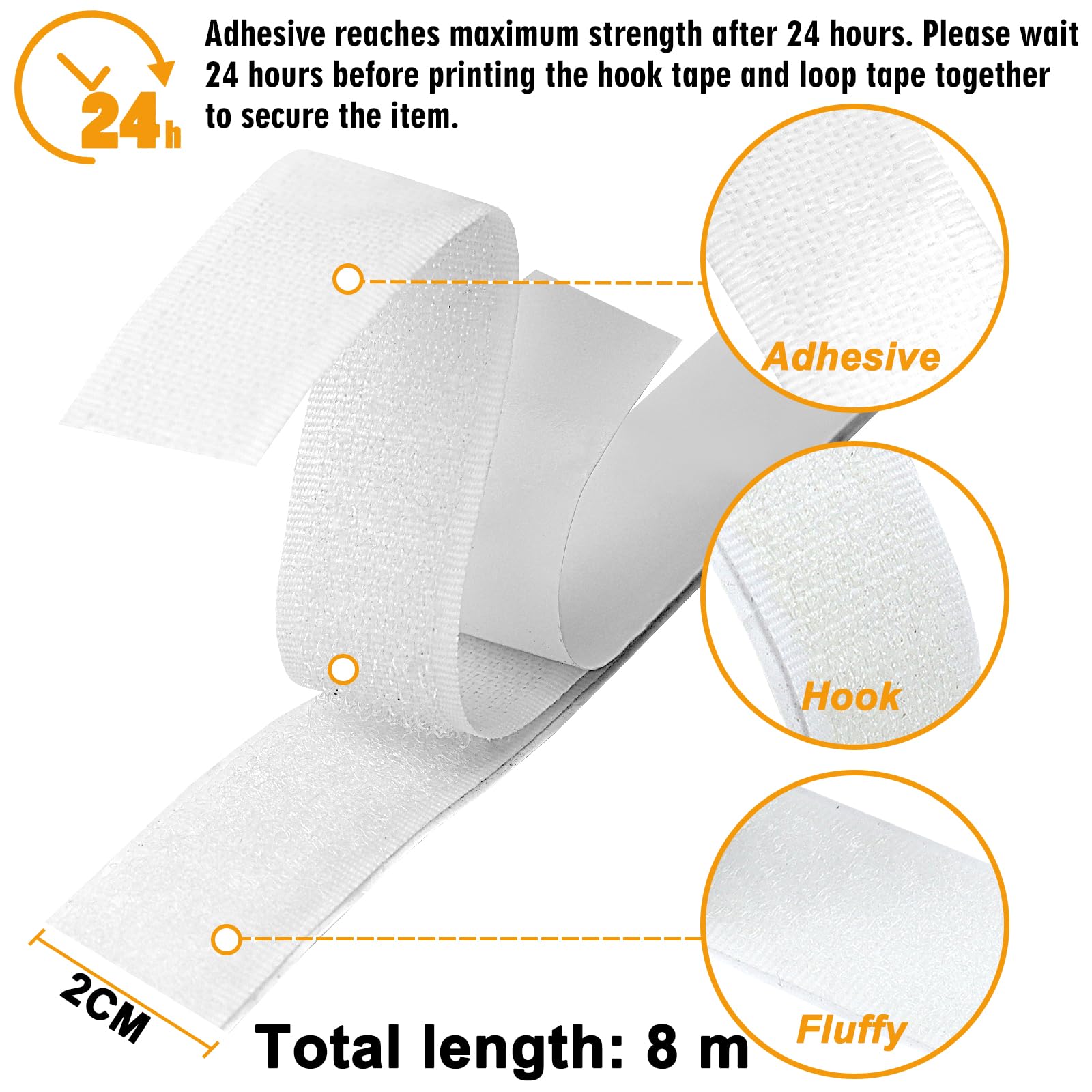 PROPOG Klettband Selbstklebend 8m - Extra Starkes Velcro Tape 20mm Weiß & Schwarz