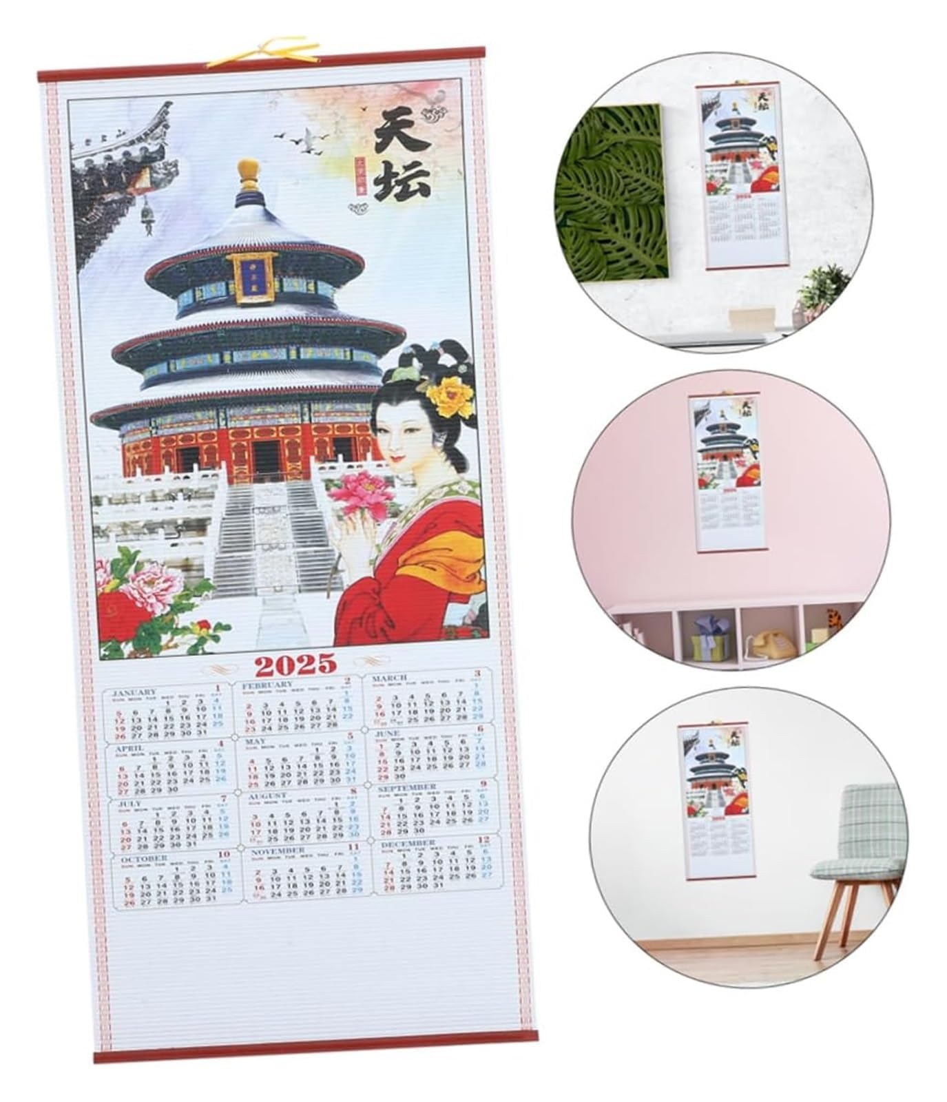 Tischkalender, Tischkalender 2025, Jahr der Schlange, hängender Schriftrollenkalender, Adventskalender, Whiteboard-Kalender, chinesisches Mondneujahr