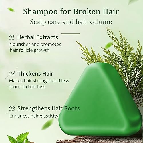 Miniatura 3 de Jabón de champú verde, barra de champú Nature Triangle, barra de champús naturales Usman Grass, jabón hecho a mano, champús sólidos anticaída,