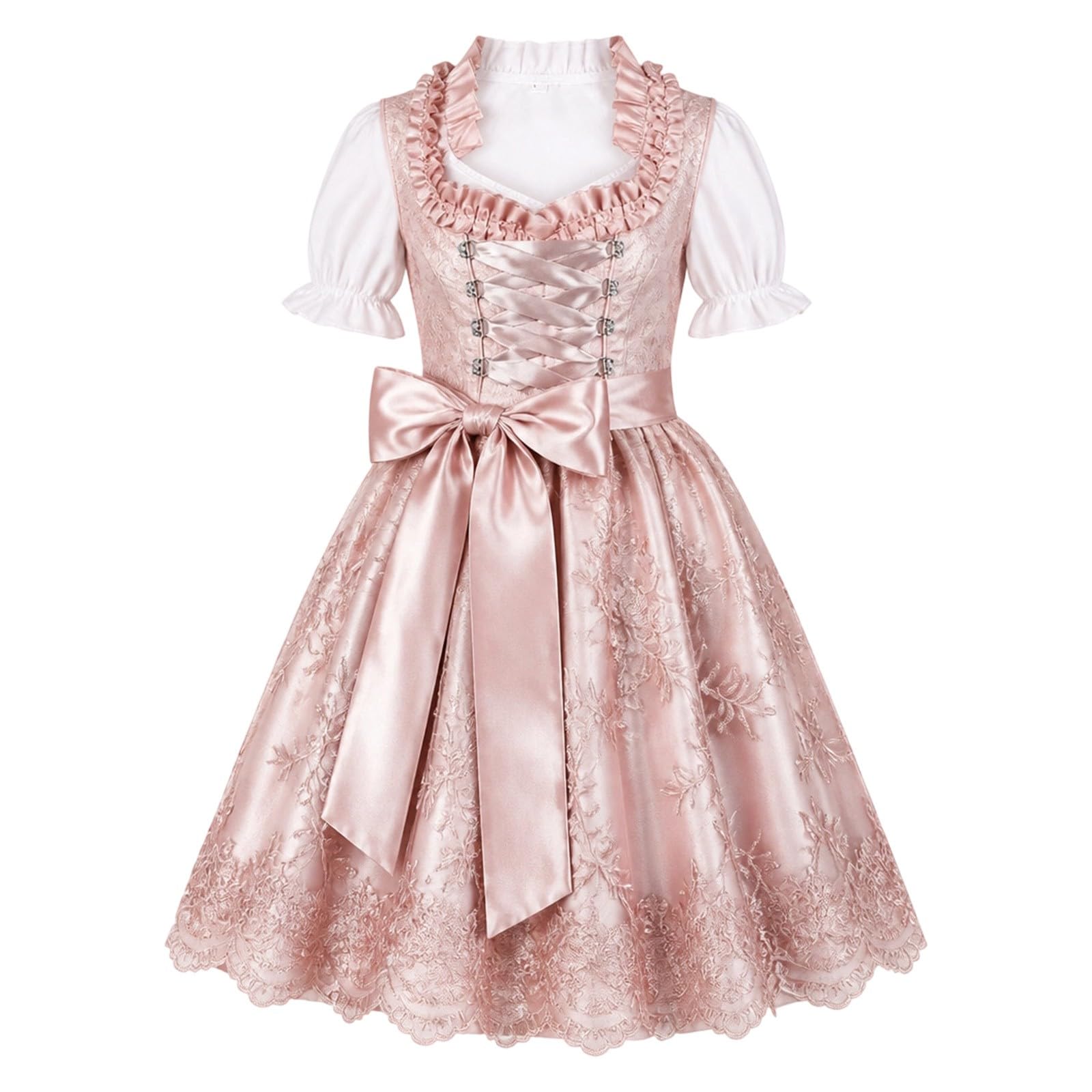 Kinder Dirndl Mädchen 3-TLG. Kinderdirndl, Dirndlbluse, Schürze, 3-12 Jahre | Trachtenkleid Dirndlkleid Mädchendirndl Dirndl-Sets für Oktoberfest Bayerische VolksfestTrachtenmode