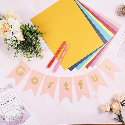 Miniatura 6 de Gartful Papel de cartulina brillante, 20 colores surtidos, 8.5 x 11 pulgadas, cubierta de 90 libras, papel perlado brillante para flores de