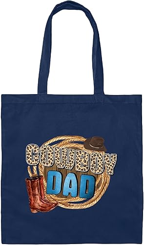Cowboy Dad Gift Surprise Fathers Day For New Saddle Up Dada Love Western Dad Navy Black Multicolor Canvas Tote Bag