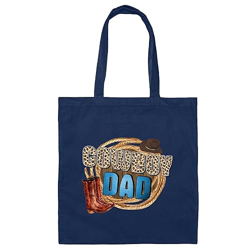 Cowboy Dad Gift Surprise Fathers Day For New Saddle Up Dada Love Western Dad Navy Black Multicolor Canvas Tote Bag