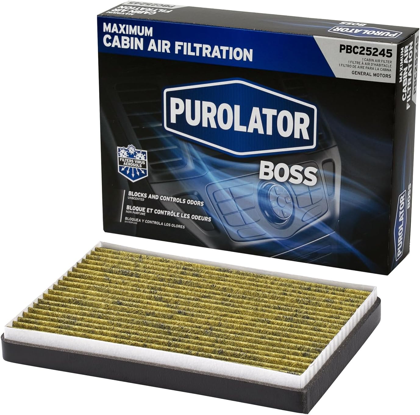 Purolator PBC25245 PurolatorBOSS Premium Cabin Air Filter Compatible With Select Chevrolet, Buick, Pontiac, Oldsmobile