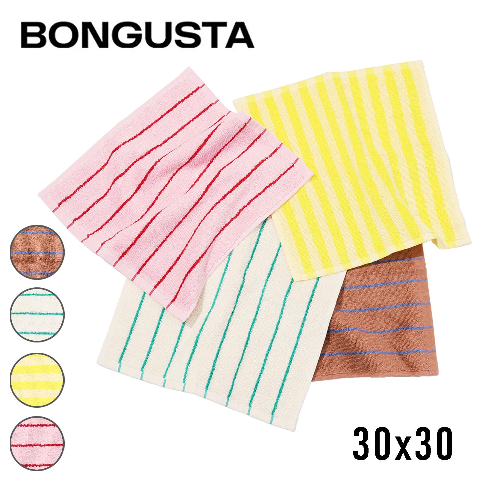 Amazon｜Bongusta ボングスタ Naram Towels 30×30cm ストライプ ハンド