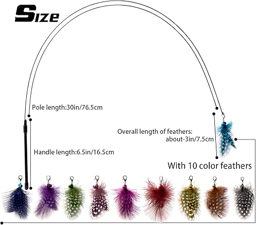 Miniatura 2 de AcceLeah Juguetes de varita para gatos, juguete interactivo de plumas con 10 reemplazos, ideal para gatos y gatitos de interior