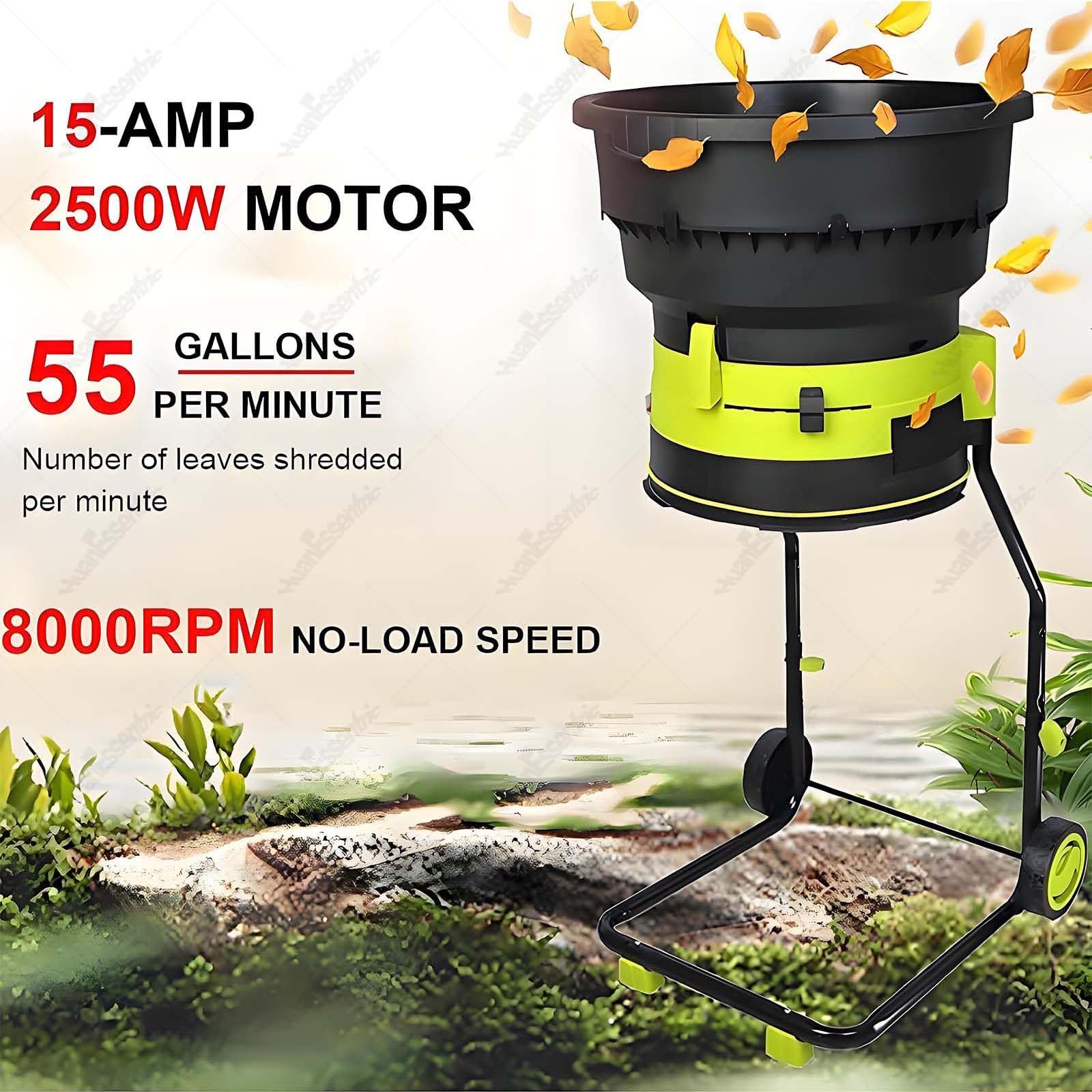 Trituratore Elettrico,Trituratore Compost Senza Lame Powercord-60m