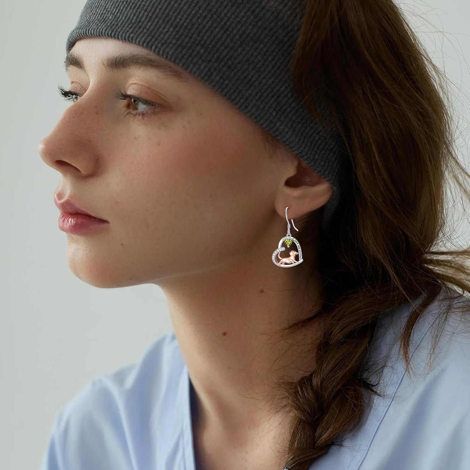 Dachshund/Corgi Earrings 925 Sterling Silver Cute Dog Birthstone Dangle Earring Dachshund/Corgi Jewelry Gifts for Women Dachshund Lover - Image 2