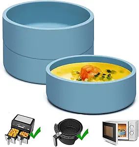 Silicone Air Fryer Egg Pan & Mold 3 Pack - Reusable Egg Bite Maker for Oven & Microwave - Blue