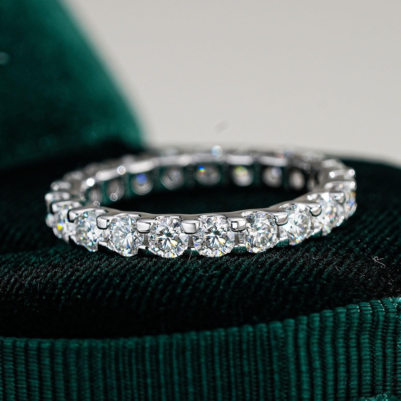9K/14K/18K Weißgold Ring Damen, Wedding Ring Moissanit Weiß Engagement Ring Geschenke für Frauen