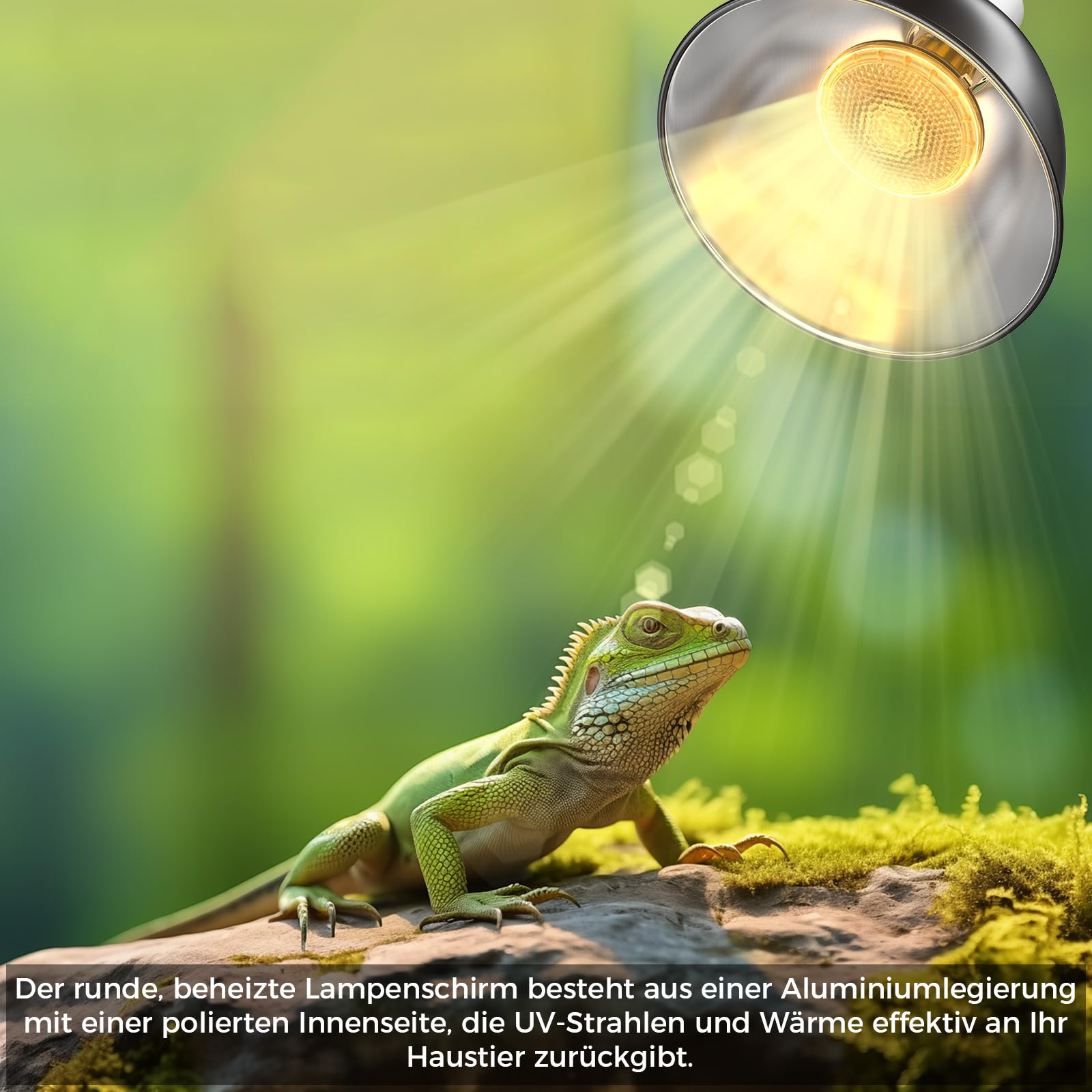 E27 Reptilien Terrarium Wärmelampenfassung 200W Dome Lampe 21CM Wärmelampen Schildkröten AC220-240V Reptilien Lampenschirm für Terrarium, Eidechsen, mit Haken und Klammern (Keine Glühbirne)