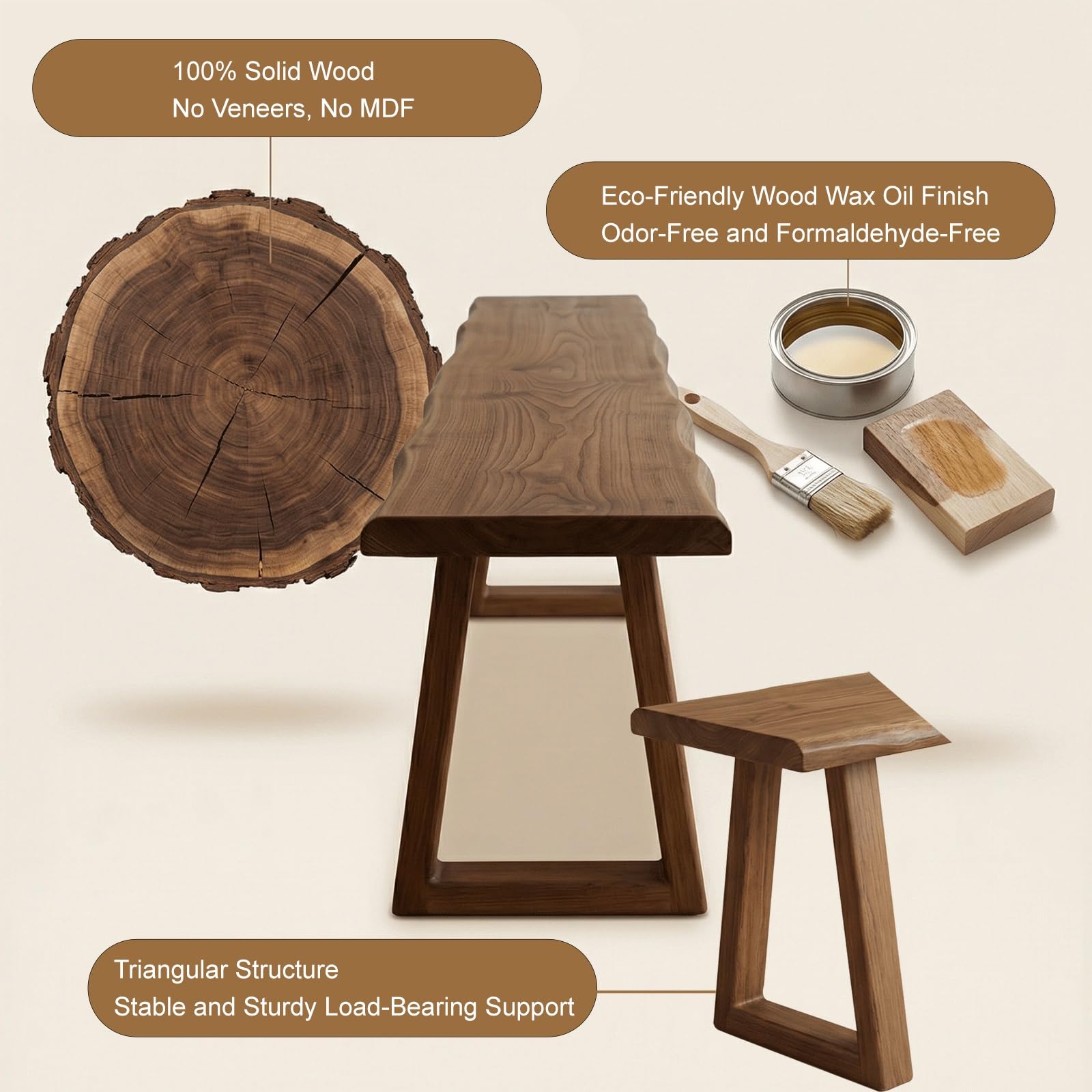 Panca da pranzo in legno stile rustico per ingresso, con struttura robusta, panca per i piedi del letto con angoli arrotondati di sicurezza, impermeabile e facile da pulire, per corridoio, ingresso,