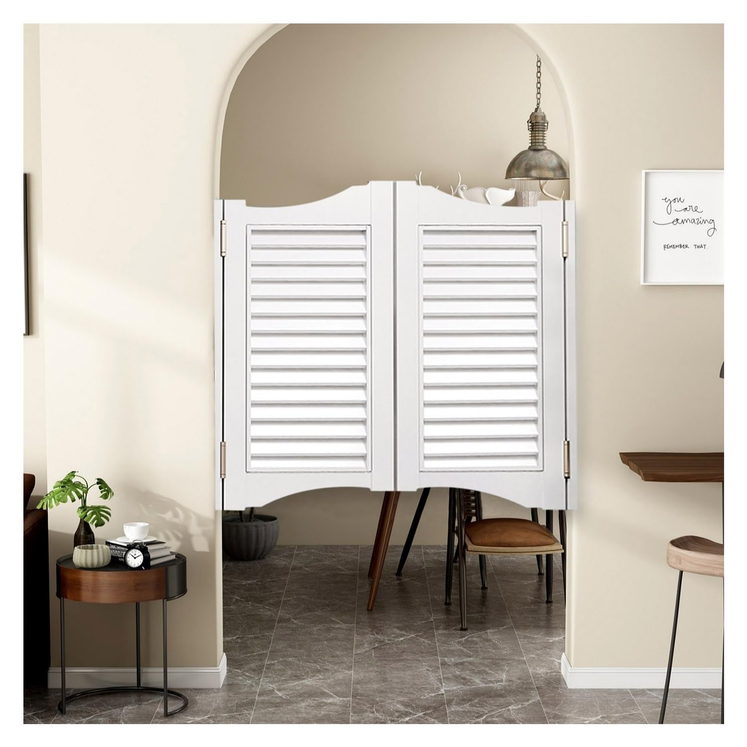 Portes battantes en bois massif à fermeture automatique pour cuisine et bar
