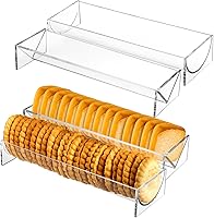 Vista 1 de SOUJOY 4 Pack Cracker Tray for Serving, Acrylic Biscuit Stand Cracker Server Holder, Rectangular Clear Food Display Holder for Countertop, Home