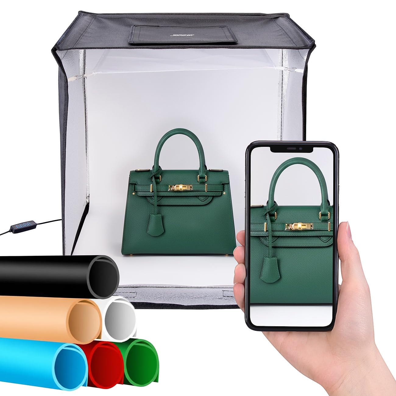 Somikon Fotostudio: Fotobox zum Fotografieren, faltbar, mit LED-Licht, 60 x 60 x 60 cm (Lichtzelt, Studio Lichtzelt, Bilder)