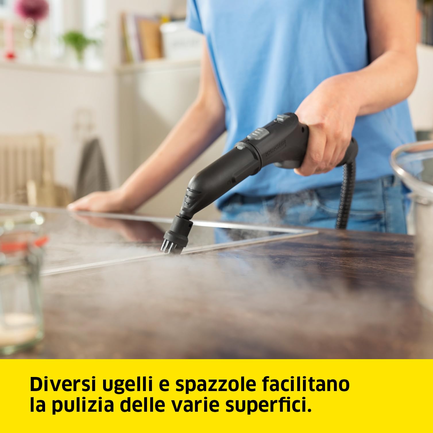 Kärcher Pulitore a Vapore SC 3 Deluxe, Pressione 3,5 bar, Riscaldamento 30 sec, Potenza 1.900 W, Area di Lavoro 75 m², Serbatoio da 1L, Include kit pulizia pavimenti e filtro anticalcare