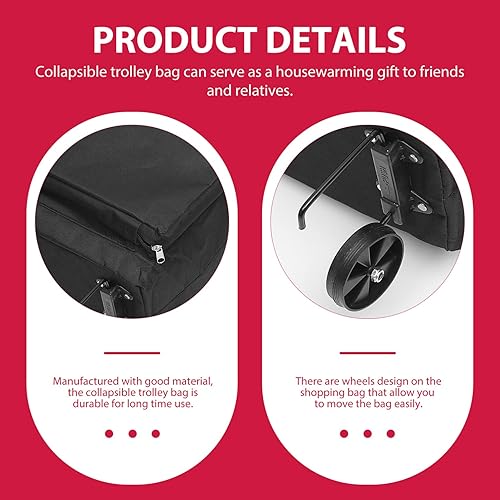 Miniatura 6 de Bolsa plegable de la carretilla Bolsa de compras plegable con ruedas Carrito de compras plegable Cajón de carro utilitario