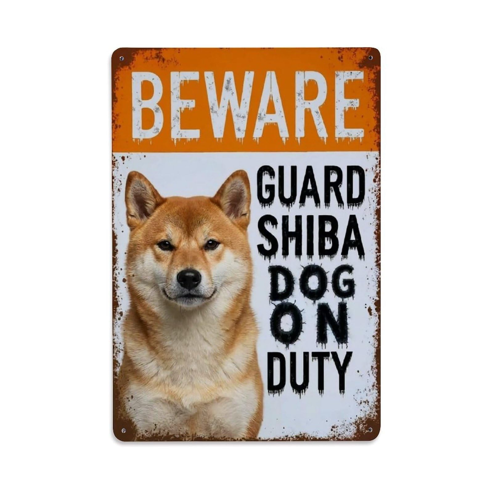 Vintage Funny Shiba Guard Beware of Dog Garden Metal Tin Sign Plaque Wall Decor for Cafe, Club Bar, Office, Garden Metal Poster 8x12Inch