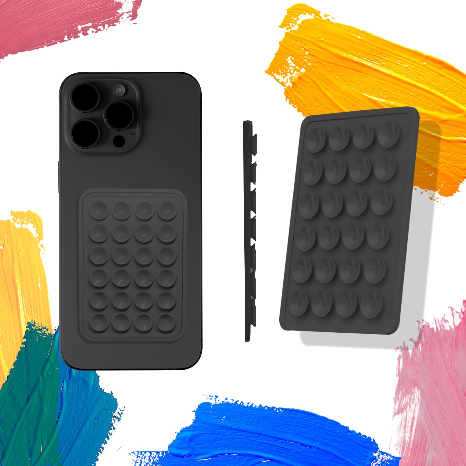 Silicone Suction Phone Mount 2-Pack, Adhesive Suction Cup Holder for iPhone & Android, Powerful & Stable Tool for Recording Daily Life, Durable Phone Mount(Black)-image-47