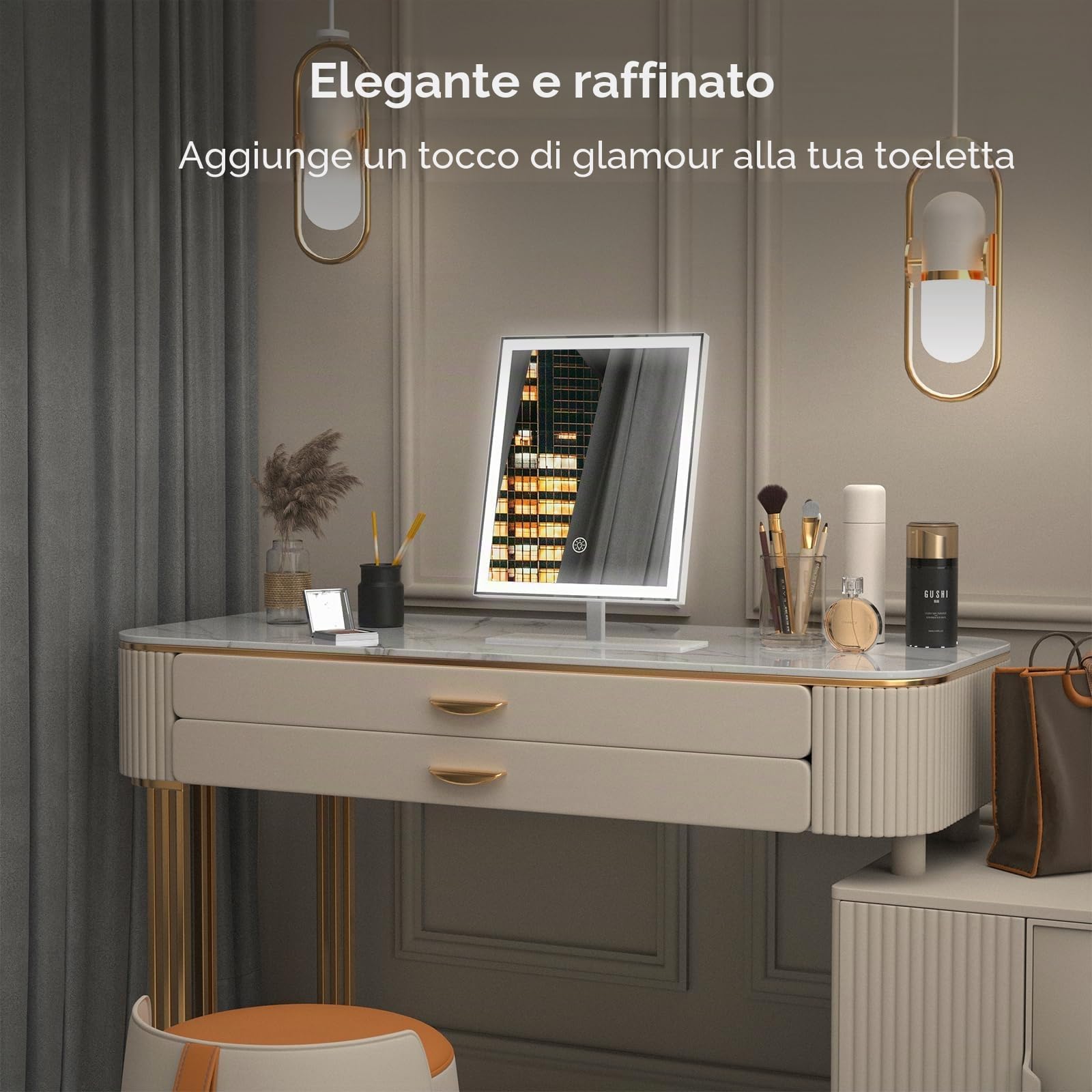 ANTENLICHT Specchio Trucco con Luci, Specchio LED con 3 Modalità Colore, Luce Dimmerabile, Hollywood Specchio per Trucco con Controllo Smart Touch, Regalo per Ragazze Adolescenti (Bianco)
