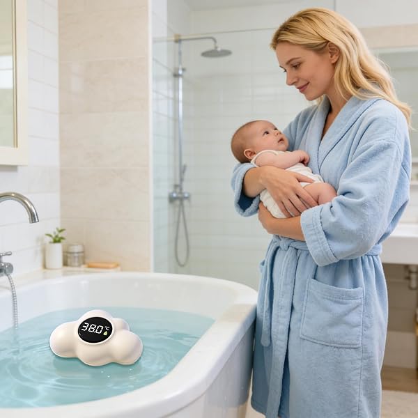 Thermometre Bebe Bain Thermomètre Numérique De Bain Pour Bébé Numérique Intelligent Flottant Thermomètre Flottant Numériques En Forme De Nuages Avec Affichage LED Pour La Baignoires La Piscine - 2