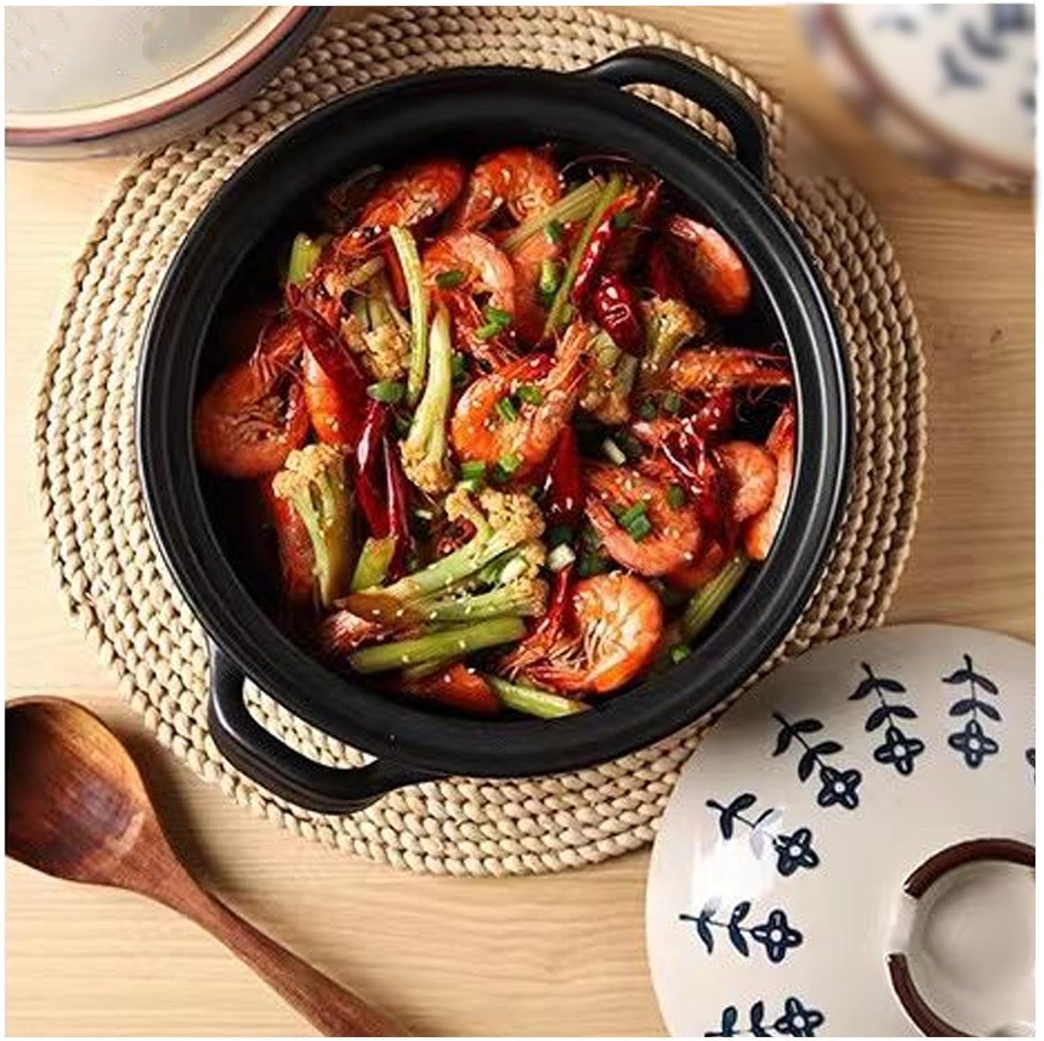 Casseruola Giapponese in Terracotta | Pentola Tradizionale in Ceramica per Cottura A Vapore, A Fuoco Lento E Brasatura | Perfetta per Stufati E Zuppe One Color 1.5L