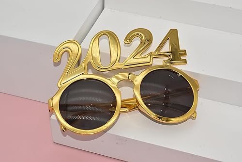 Miniatura 5 de CRAWPROP 4 lentes de plástico 2024 para fiesta de Año Nuevo, suministros de fiesta de graduación 2024, accesorios de fotos para fiestas