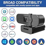 4K Webcam avec auto-zoom & Télécommande – Idéal pour la visioconférence, enseignement en ligne, streaming, couverture de confidentialité de construction-Stereo Mics-Plug & Jouer pour PC/Laptop/Mac-Zoom/Skype/Teams Compatible