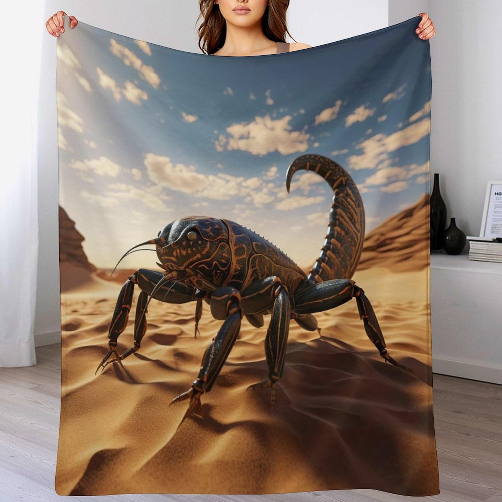 Couverture Scorpion en polaire de flannel douce et chaude pour chambre et canapé 130x150cm