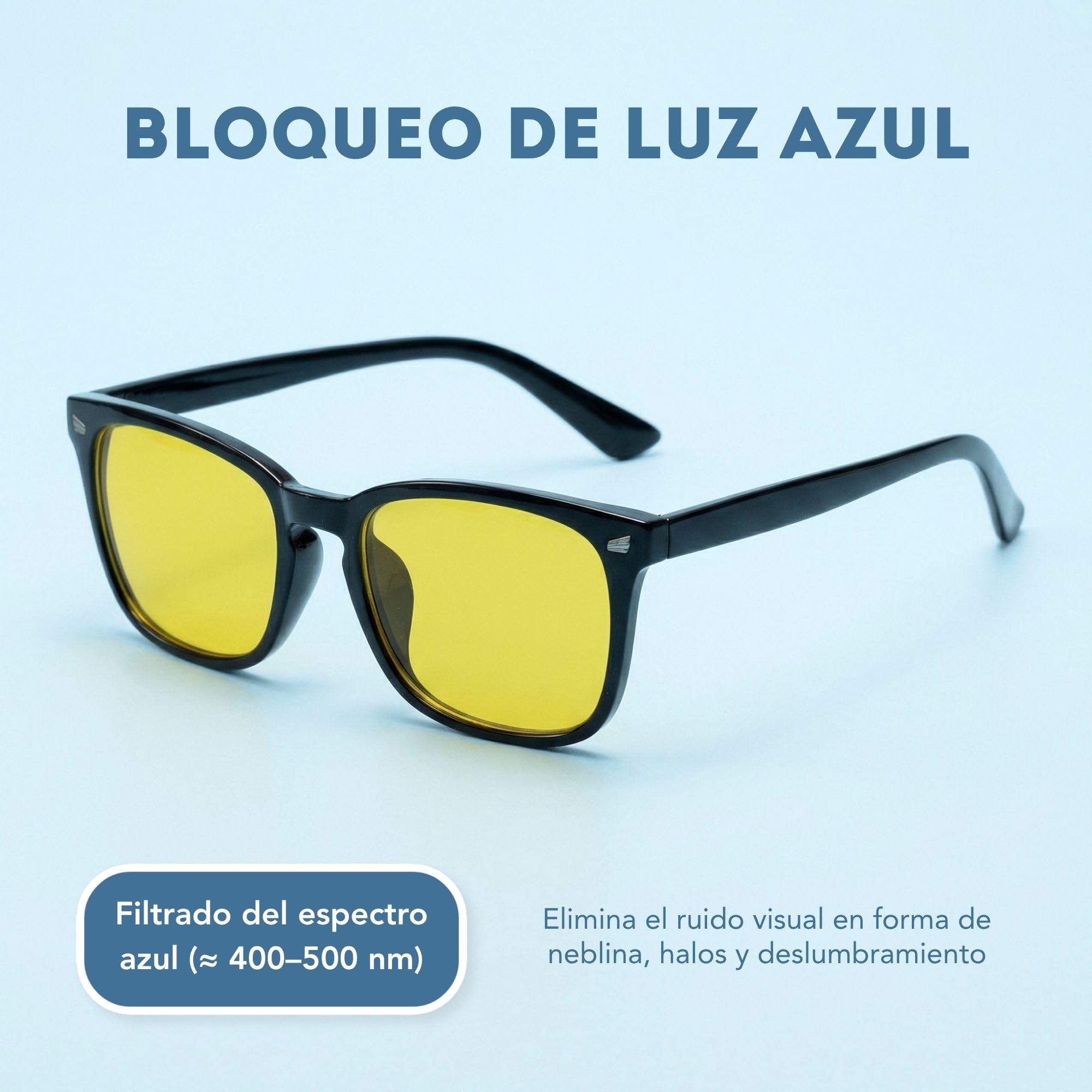 Primora Goods Gafas Bloqueo Luz Azul Hombre y Mujer – Lentes Amarillas Antirreflejo para Pantallas y Conducción Nocturna – Reduce Fatiga Visual, Deslumbramiento y Mejora la Claridad - 3