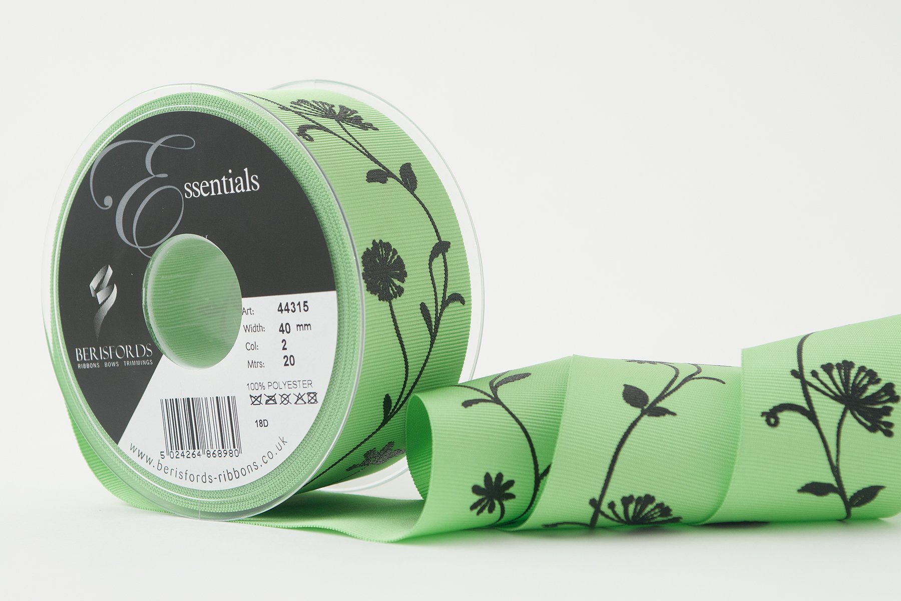 Berisfords Ribbon, Green, 40 mm