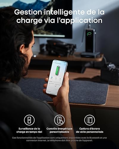 Anker Prime Batterie Externe 26250 mAh, Chargeur Portable 3 Ports, Sortie Max 300 W, Charge Bilatérale, Autorisée en Avion, Application, pour MacBook, iPhone séries 17 16 et Plus (Base Non Incluse) - 7