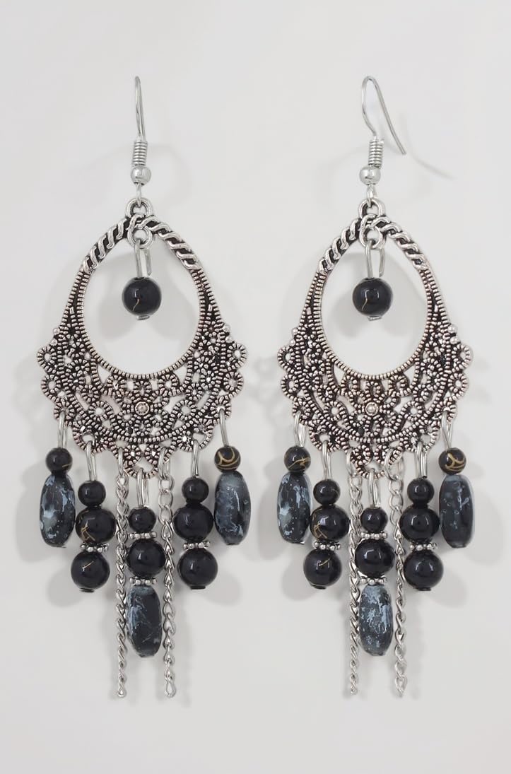 Shining Diva Fashion Latest Bohemian Oxidized Silver Earrings For Women & Girls