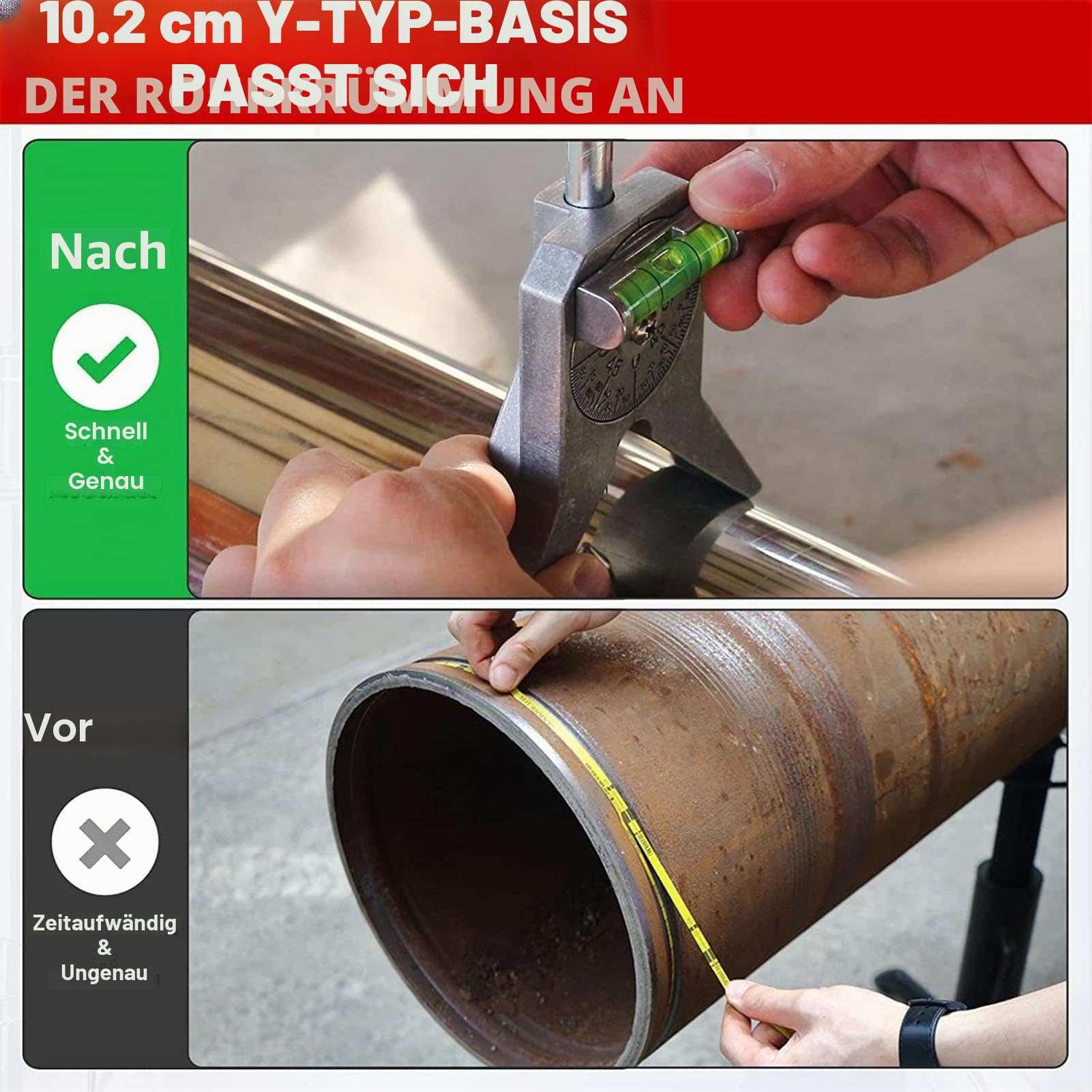 Rohr-Körner-Locator, verstellbare Rohrausrichtungslehre, Pipefitter Center Finder, Rohrzentrierungsschablonen-Werkzeug für Rohrverbindungsschweißen