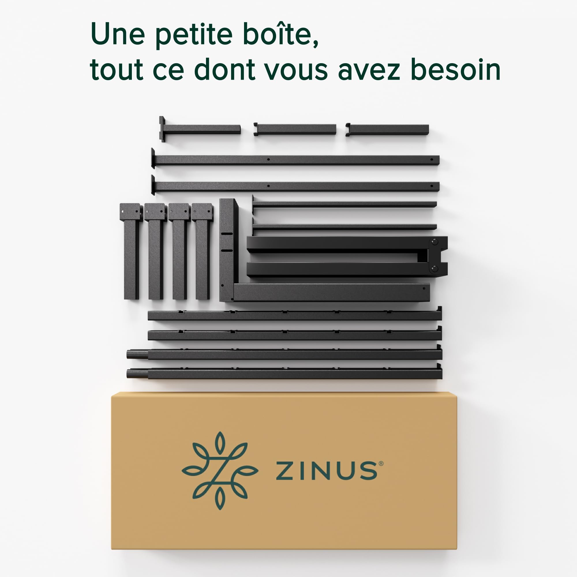 Zinus Elias Sommier 140x190 cm avec Lattes en Métal - Cadre de Lit 2 Personnes en Acier Robuste - Hauteur 36 cm pour Rangement - Montage Facile - Noir