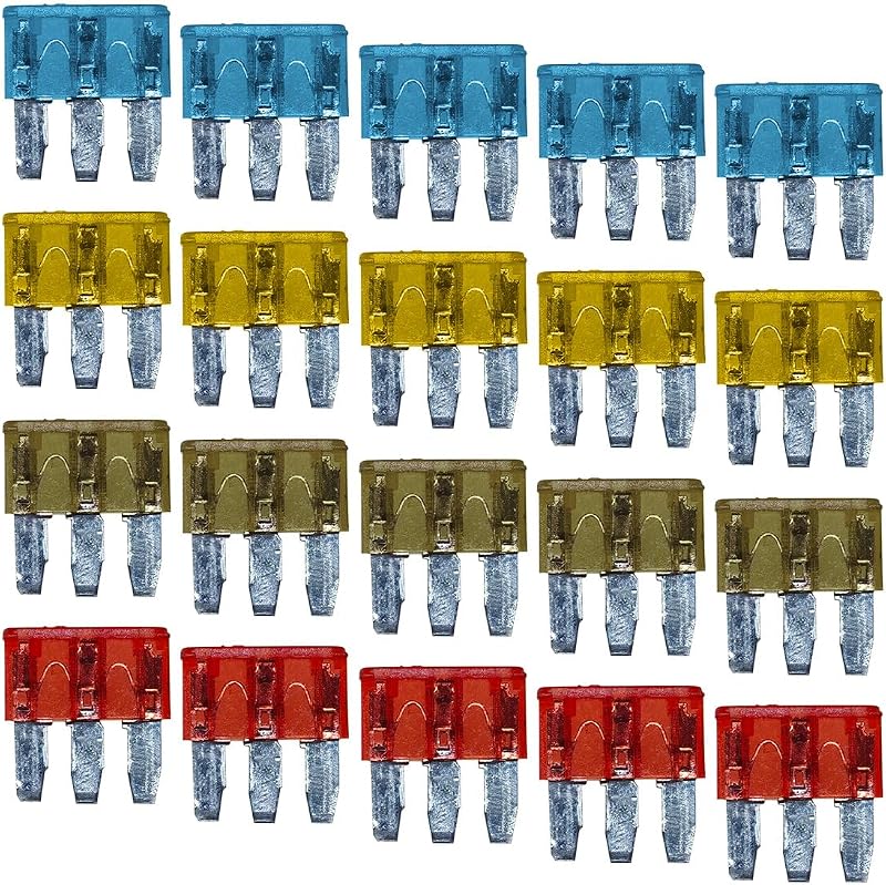 Kit de fusíveis automotivos Micro de lâmina 3 pinos YoRise 5A, 7,5A, 10A e 15A – 20 unidades