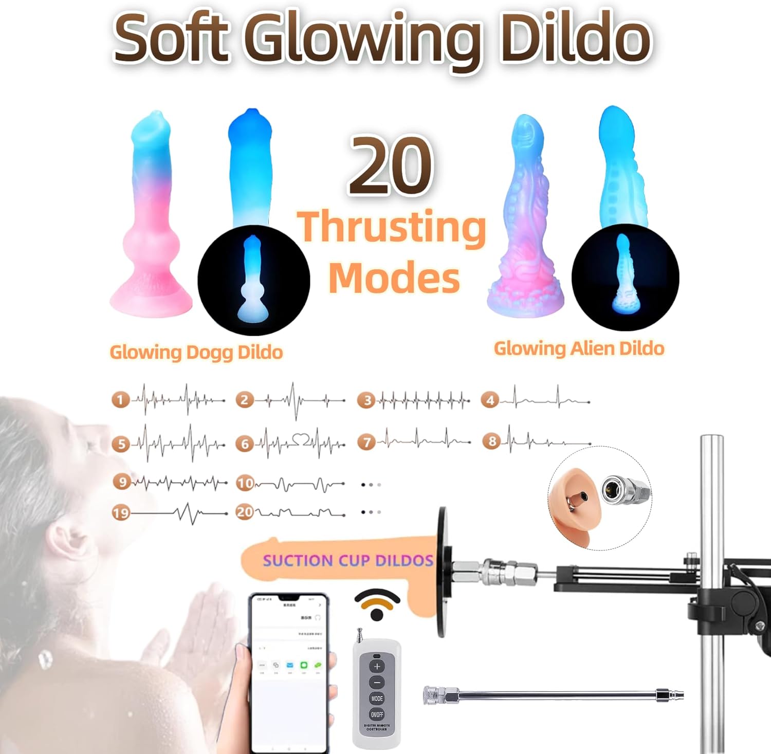 Sex Machine Dildo Machine 20 Thrusting Modes Fuck Machine with Realistic Dildo Adult Sex Toys for Women Automatic Sex Machine Gun APP and Remote Control Thrusting Machine with 5 Attachments