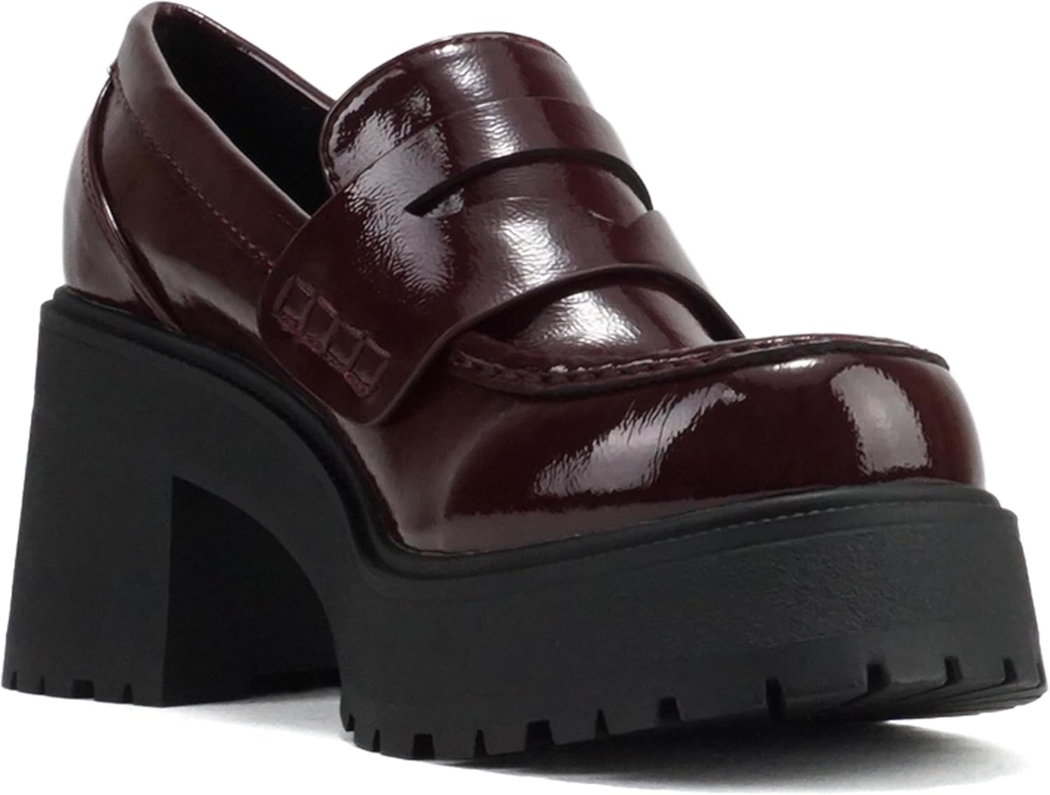 Soda “AMP” ~ Women Round Toe Slip-On Lug Sole High Heel Penny Loafer Shoe - Image 4