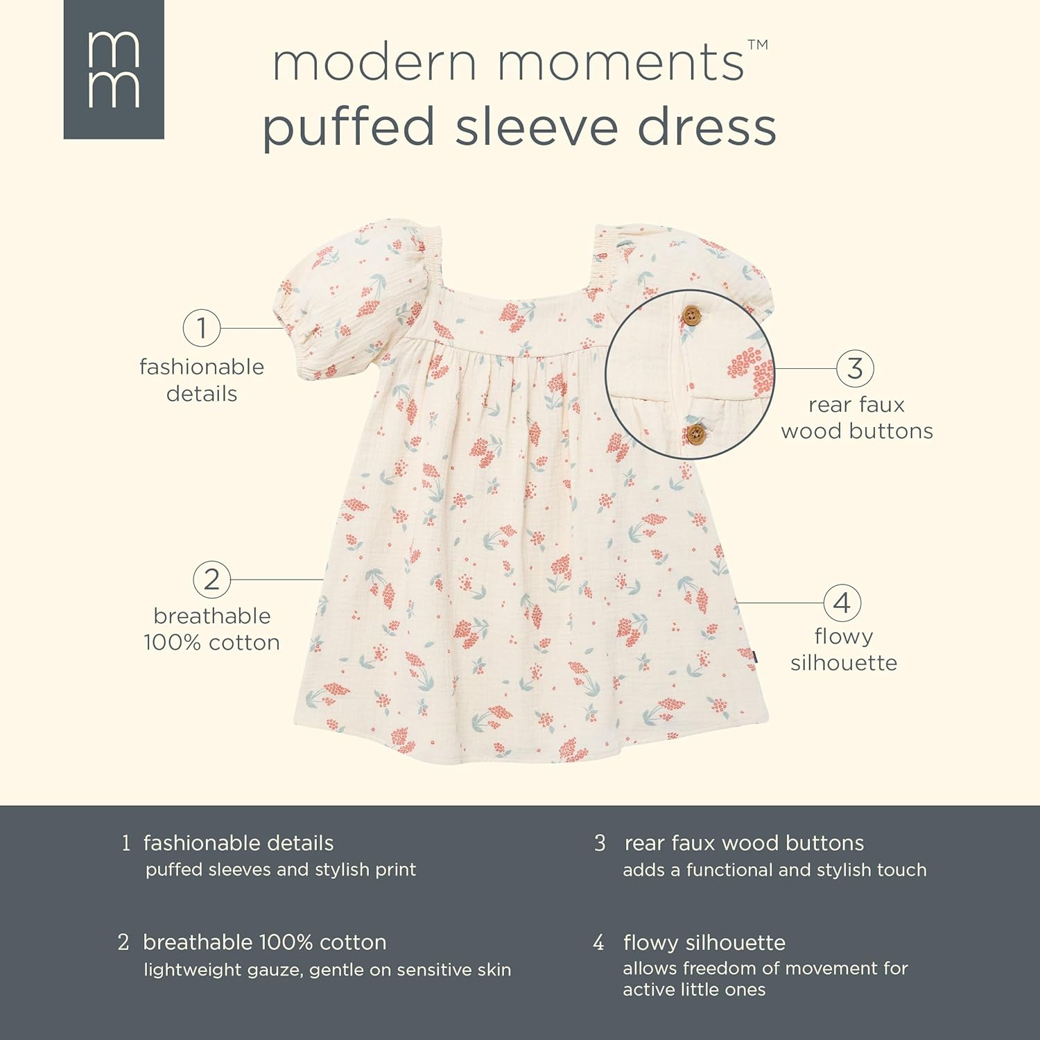 Modern Moments by Gerber Baby-Girls Dress with Puff Sleeves - Image 6