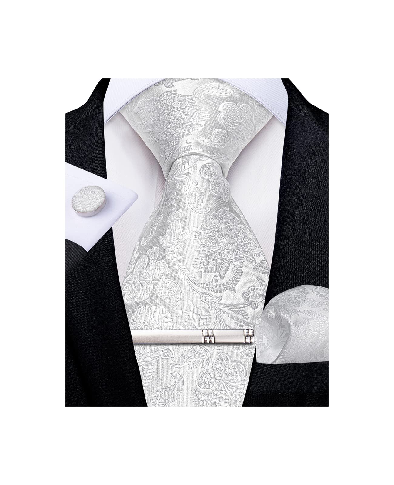 DiBanGu Silk Floral Ties for Men Woven Paisley Necktie