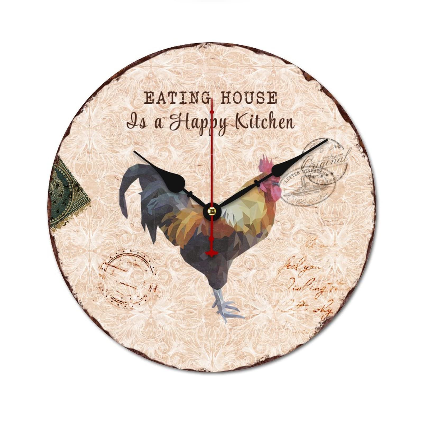 Horloge ronde en bois sans tic-tac pour supprimer les bruits de cuisine stressants