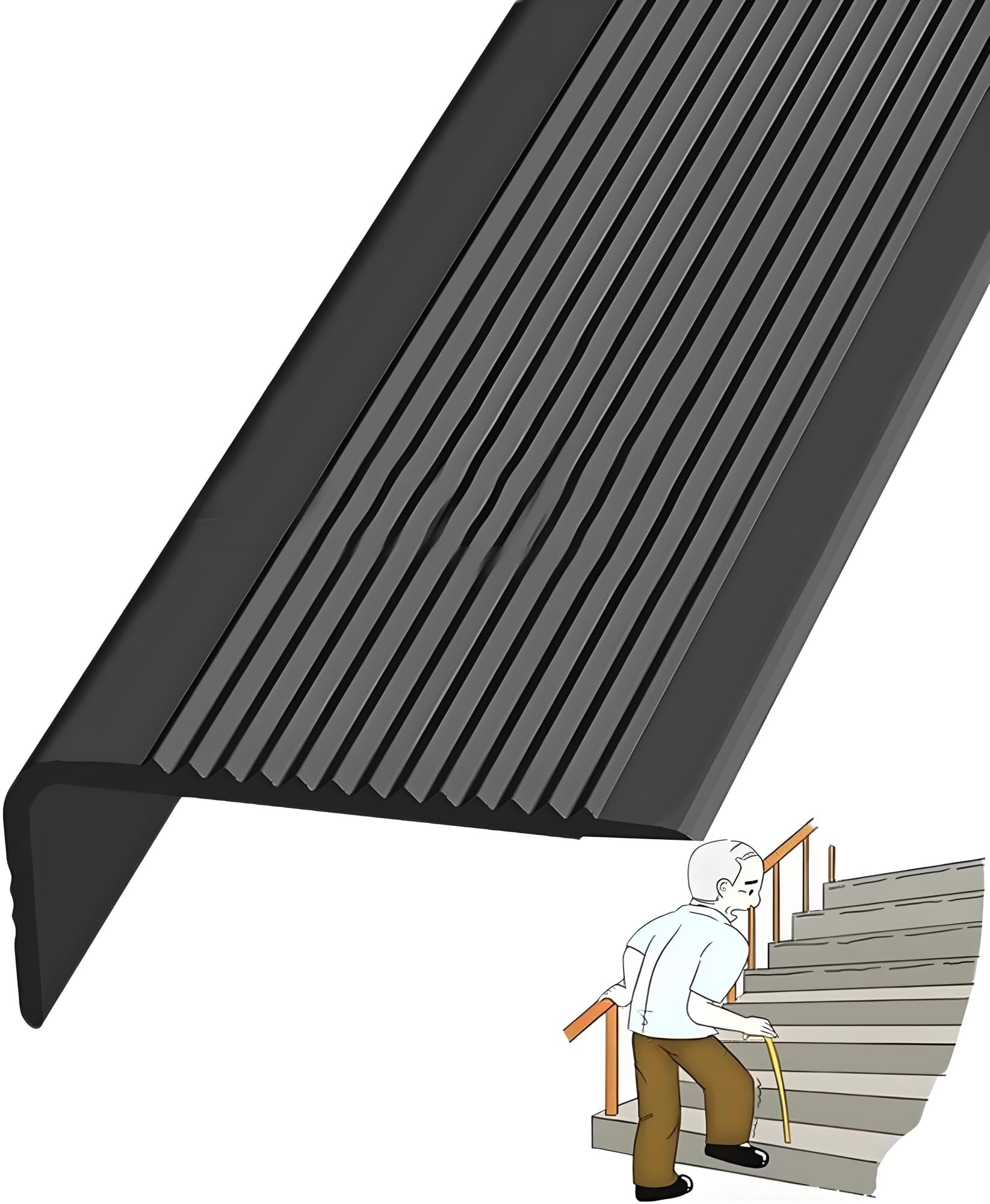 Anti-Slip Trojan Step Nosing - Rubber Grip 46 X 30mm - Garden And Home FX