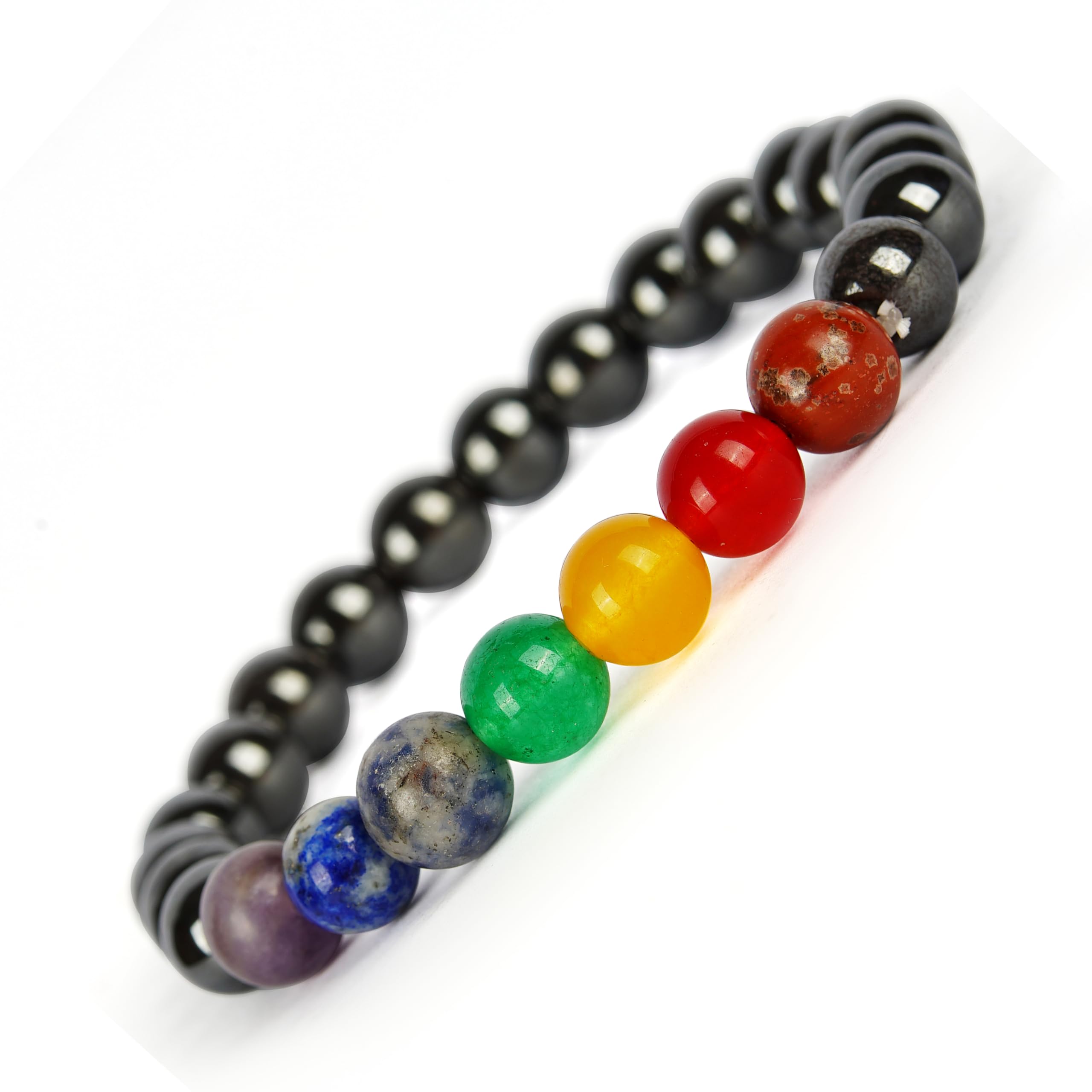 GEMSMANTRA Hematite 7 Chakra Bracelet for Men and Women | Lab Certified 8 mm Round Cut Beads | Healing Stone Bracelet for Balancing Energies (B0CH3M43CG) Amazon Price History, Amazon Price Tracker